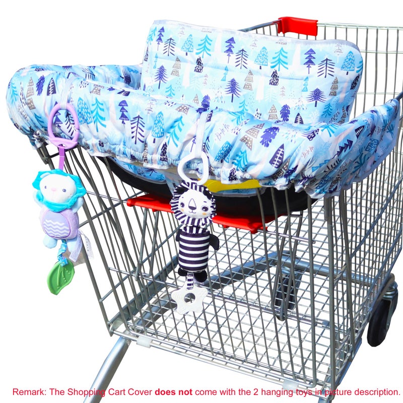 XiOiOiX 2 in 1 Shopping Cart Cover&High Chair Cover for Restaurant Seat, Grocery Cart Cover for Baby Infant Toddler Girl/Boy Reversible, Machine Washable (Blue) - Image 2