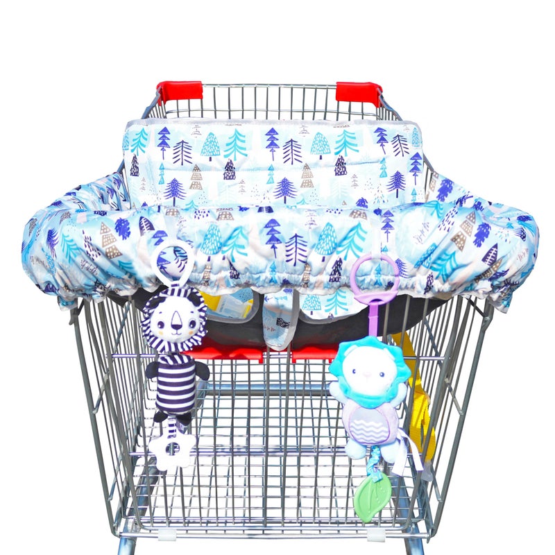 XiOiOiX 2 in 1 Shopping Cart Cover&High Chair Cover for Restaurant Seat, Grocery Cart Cover for Baby Infant Toddler Girl/Boy Reversible, Machine Washable (Blue) - Image 1