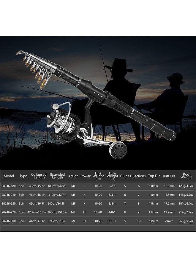 Ultra Light Fishing Rod and Reel Combos 2 PieceTelescopic Fishing Pole with Spinning Reel Combo Kit Fishing Line Lures Hooks Set Fishing Accessories with Carry Bag