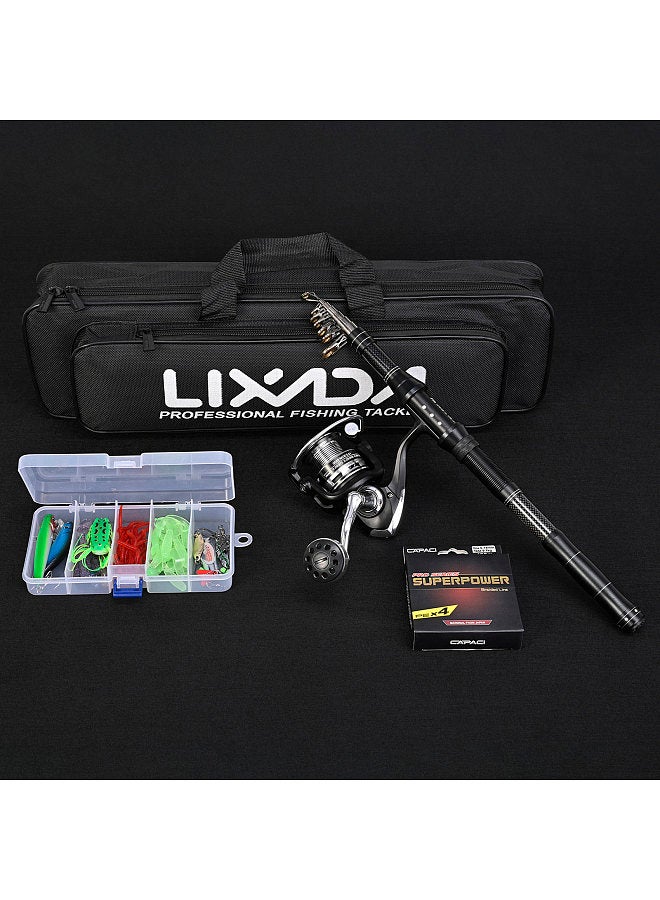Ultra Light Fishing Rod and Reel Combos 2 PieceTelescopic Fishing Pole with Spinning Reel Combo Kit Fishing Line Lures Hooks Set Fishing Accessories with Carry Bag
