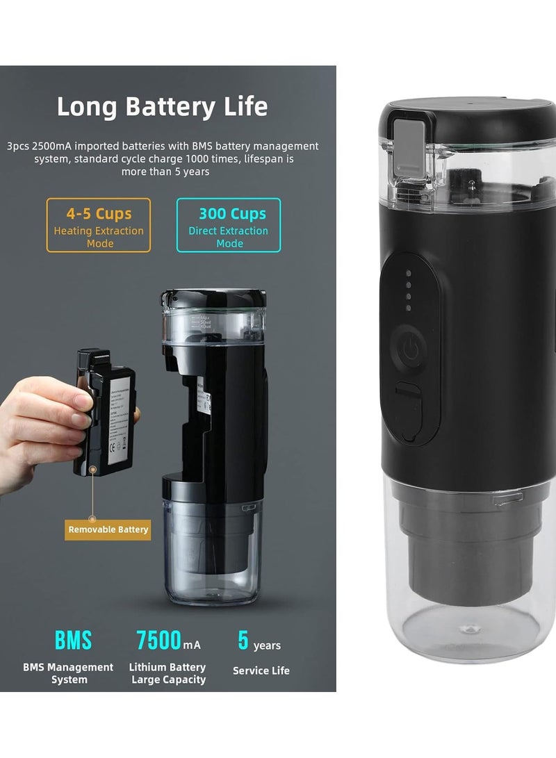 FIPKA Portable Espresso Machine, 18 Bar 12V Car Electric Coffee Machine, Compatible with Ground and NS Capsules, 3 to 4 Minutes Self-Heating USB Charging, for Office, Travel, Backpacking, Camping - Image 4
