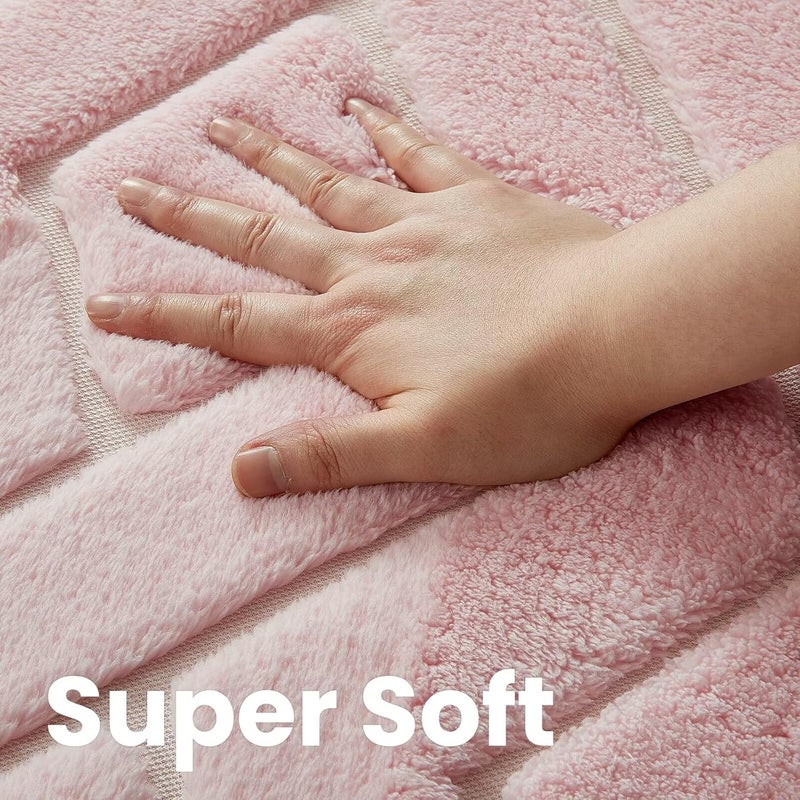 Macgace Ultra Soft Pink Area Rug for Girls Bedroom, 4x6 Modern Geometric Shag Rugs with Nonslip Backing for Living Room, Washable Fuzzy Carpet for Cozy Kids Room Nursery - Image 5