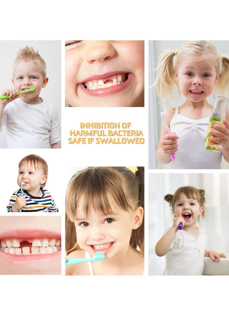 Pegciz 60ml Kids Foam Toothpaste with Fruit Flavor Toddler Toothpaste with Low Fluoride for U Shaped Toothbrush Foaming Toothpaste and Mouthwash for Dental Care for Children Whitening Toothpaste Foaming Toothpaste and Mouthwash Strawberry Flavor - Image 3