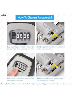 Rubik Key Storage Safe Box Wall Mounted with 4 Digit Combination Lock for Outdoor and Indoor Home Hotel Office (Green)  - Image 5