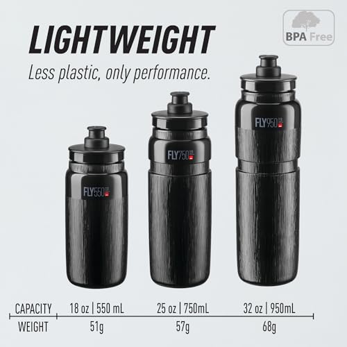 Elite Fly Tex Cycling Water Bottle 550ml – Black – Ultra-Lightweight, BPA-Free, Easy-Squeeze Sports Bottle for Road, MTB & Gravel - Image 3