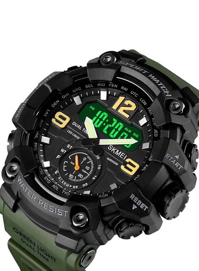 Men's 1637 Japan Movement 3 Time Dual Display Analog LED Electronic Quartz Wristwatch - Image 2