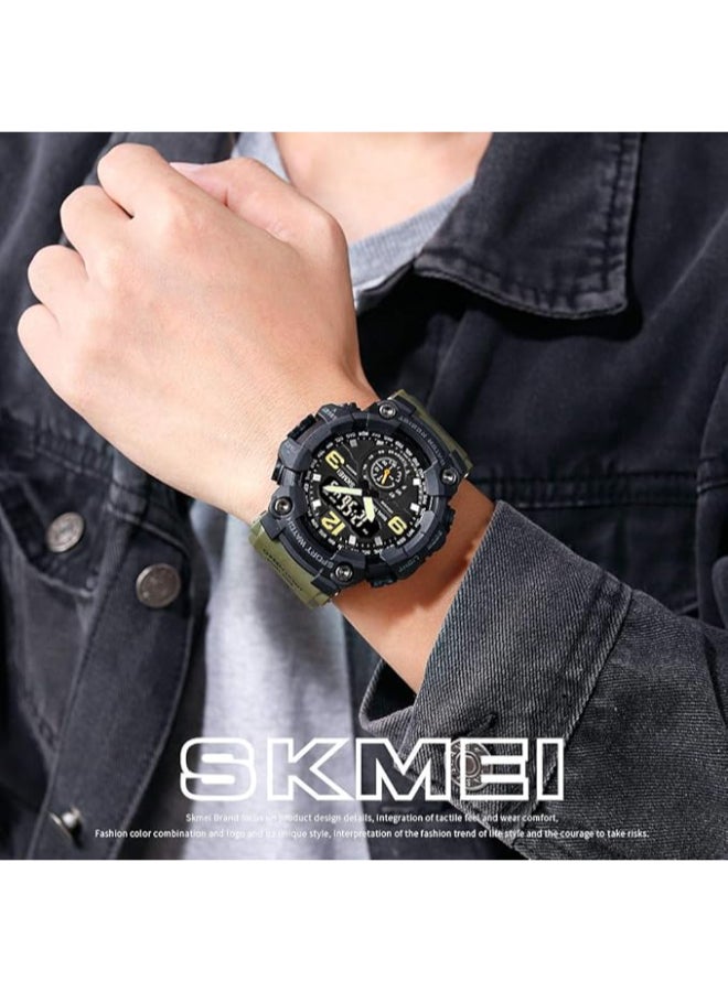 Men's 1637 Japan Movement 3 Time Dual Display Analog LED Electronic Quartz Wristwatch - Image 3