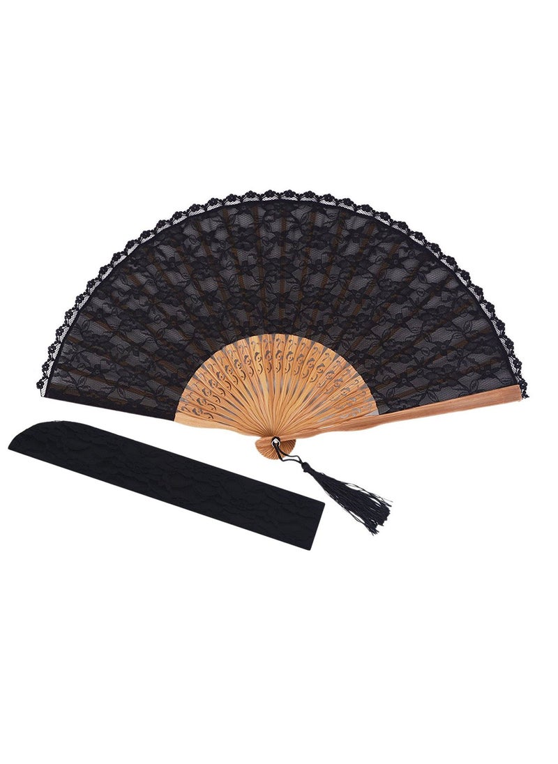 Amajiji Amajiji ChineseJapanese Vintage Retro Style Bamboo Wood Silk Folding Hand Fan for women HBSY 23cm 006 