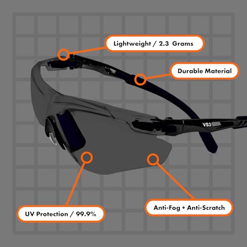 Defender Safety OPTIFENSE™ VS3 Anti Fog, Premium CLEAR/TINTED Safety Glasses, ANSI Z87+, (Safety Yellow Frame, Tinted Lens) - Image 3