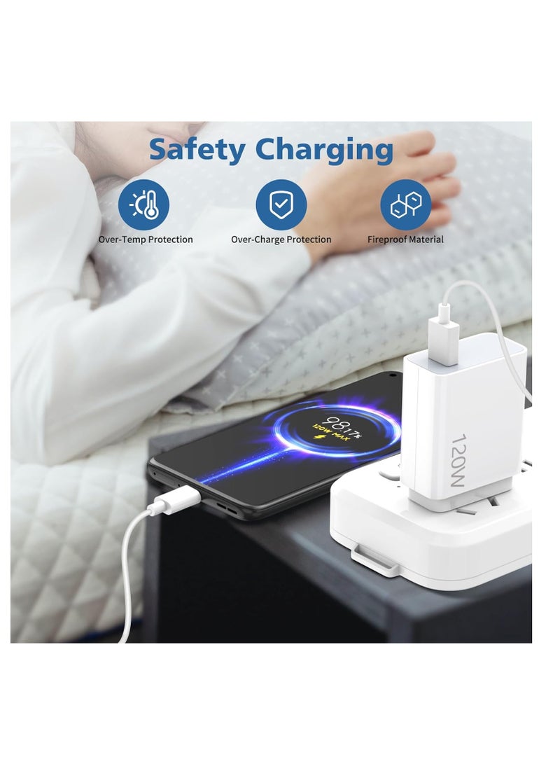 شاحن توربو 120 واط USB لجهاز شاومي ريدمي نوت 14 برو+، شاحن سريع USB مع كابل شحن 3A بطول 1 متر، شاحن حائط محول طاقة المملكة المتحدة لجهاز Mi 14T 13 12X 11T برو ريدمي نوت 14 13 12 11 10 POCO X7 X6 X4 F5 F5 برو ريدمي نوت K80 K70 K60 K50 - Image 3