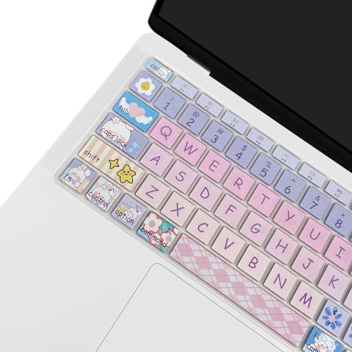 DSINFOYO Cute Keyboard Cover for 2021 2020 MacBook Air 13 inch (Model: A2179 A2337) M1 Chip, Silicone Protective Skin, Cute Bunny - Image 5
