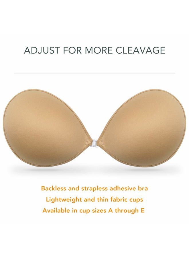 Wingslove Adhesive Bra Reusable Strapless Self Silicone Push-up Invisible Sticky Bras for Backless Dress, Beige, C - Image 2