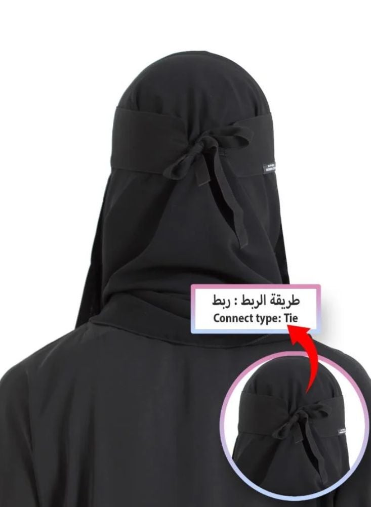 بريميم نقاب نسائي برباط خلفي - غطاء وجه إسلامي محتشم يسمح بمرور الهواء مع دعم مطاطي - Image 4