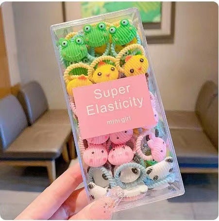 Generic Baby Cartoon Hair Ties Soft Elastic Kids Headwear 18# small black bear (30 pieces) 