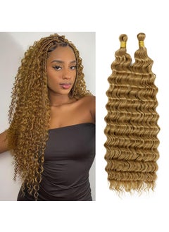 Eerya Eerya Long Curly Braiding Hair 18 Inch 2 Packs Honey Blonde Ocean Wave Crochet Hair for Black Women Deep Wave Braiding Hair for Boho Braids 18 inch 27 