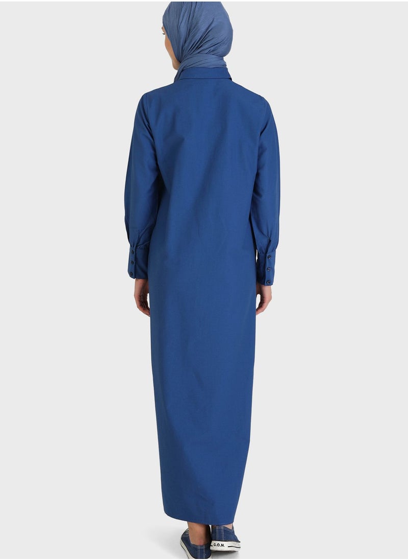 Refka by modanisa - Polo Neck Button Detail Dress - Image 1