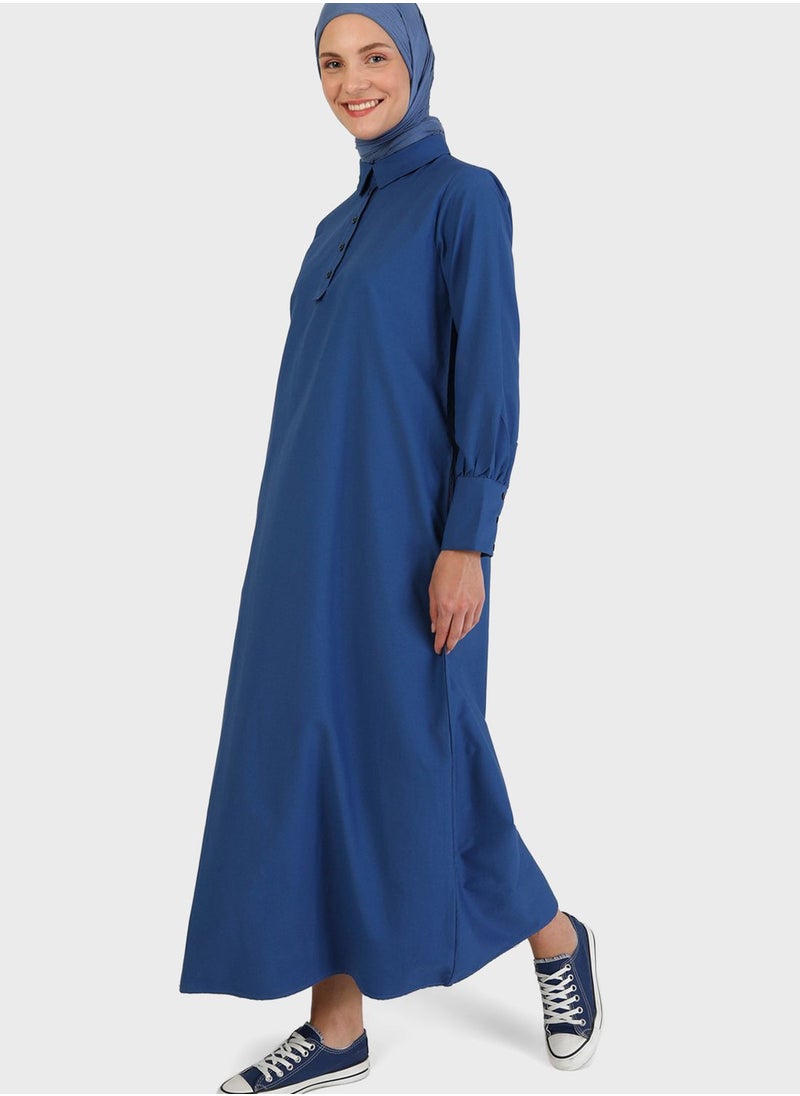 Refka by modanisa - Polo Neck Button Detail Dress - Image 1