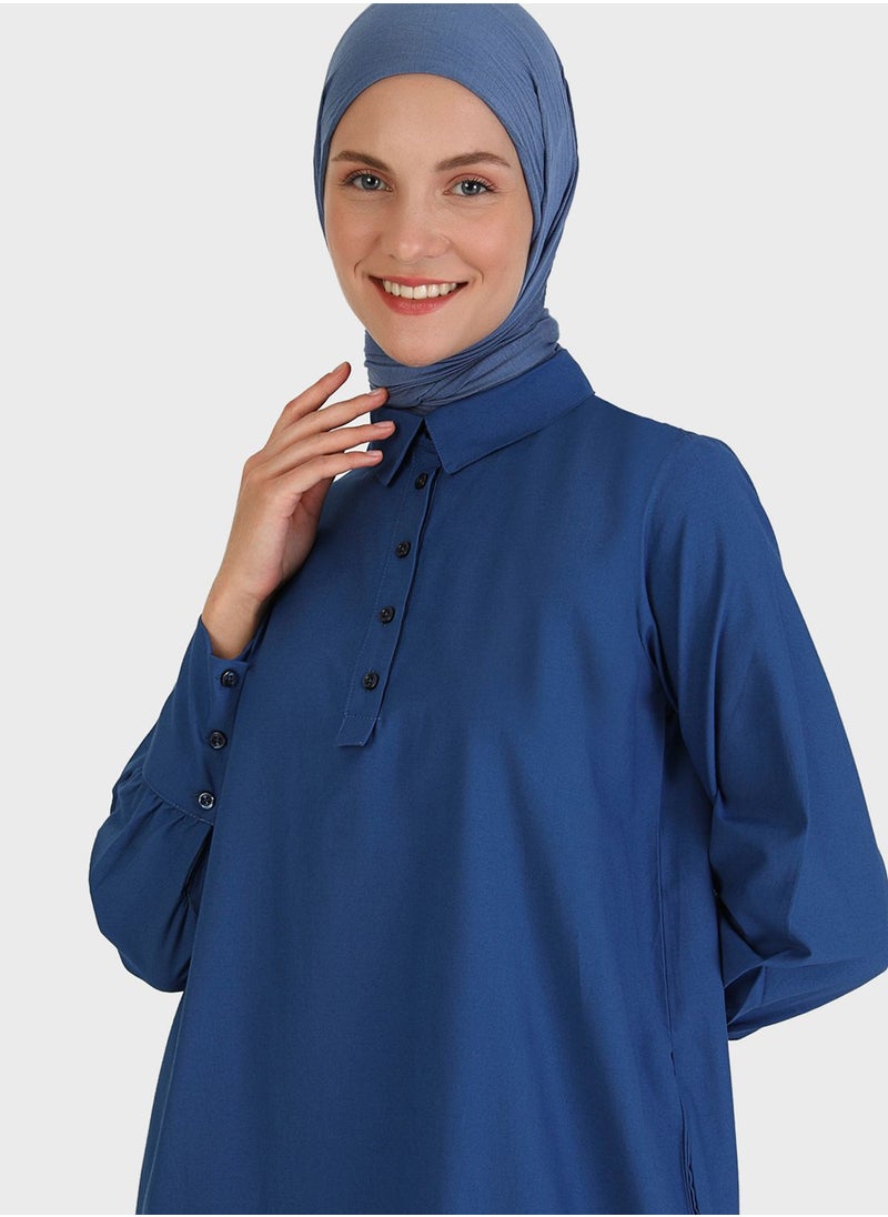 Refka by modanisa - Polo Neck Button Detail Dress - Image 1