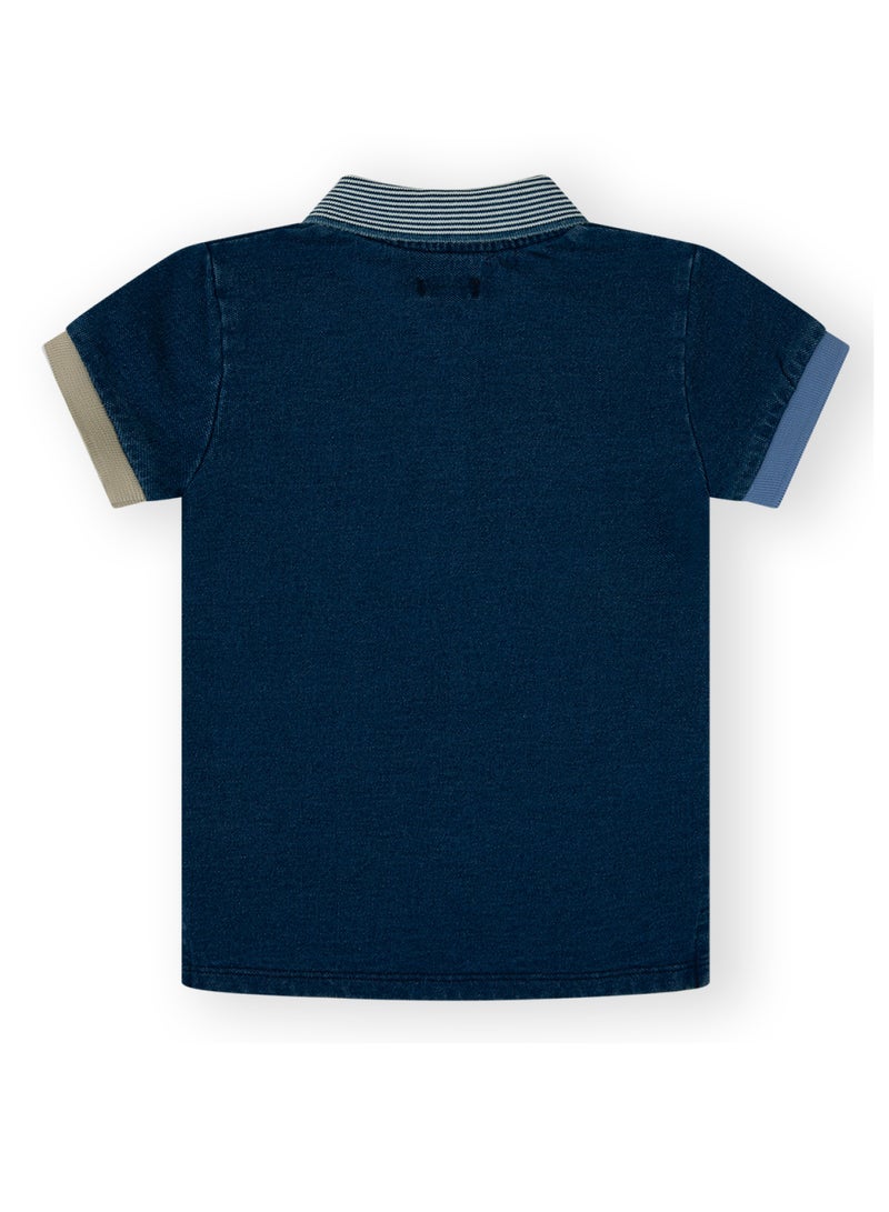 CANADA HOUSE Soft and Comfortable Classic Navy Polo 100% Organic Cotton T-shirt for Boys - Image 2