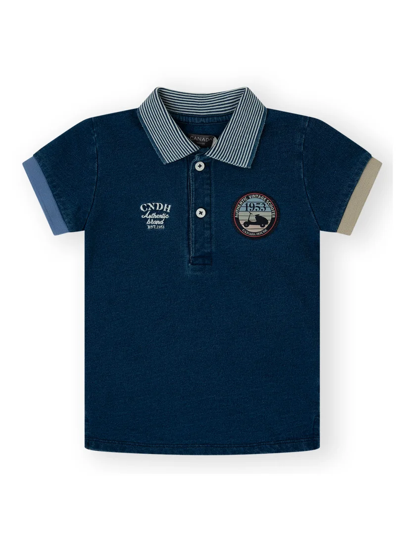 CANADA HOUSE Soft and Comfortable Classic Navy Polo 100% Organic Cotton T-shirt for Boys