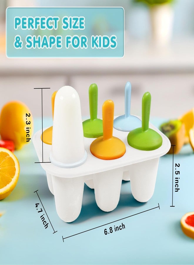Miaowoof Silicone Popsicles Molds for Toddlers, 6-Cavity Non-BPA Premium Silicone Small Popsicle Molds, Ice Pop Mold with 6 Colorful Reusable Sticks for Kids (White) - Image 5