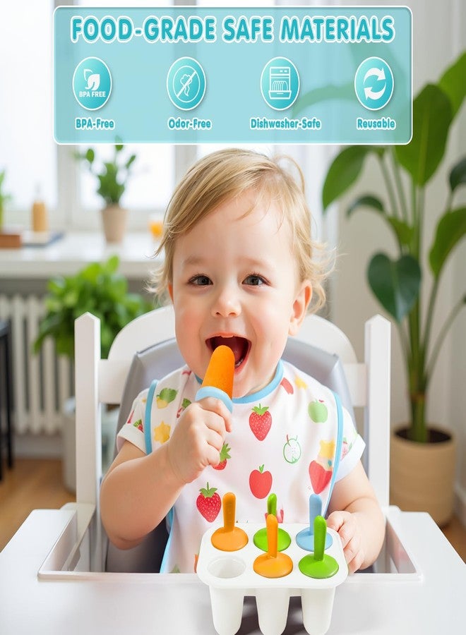 Miaowoof Silicone Popsicles Molds for Toddlers, 6-Cavity Non-BPA Premium Silicone Small Popsicle Molds, Ice Pop Mold with 6 Colorful Reusable Sticks for Kids (White) - Image 2