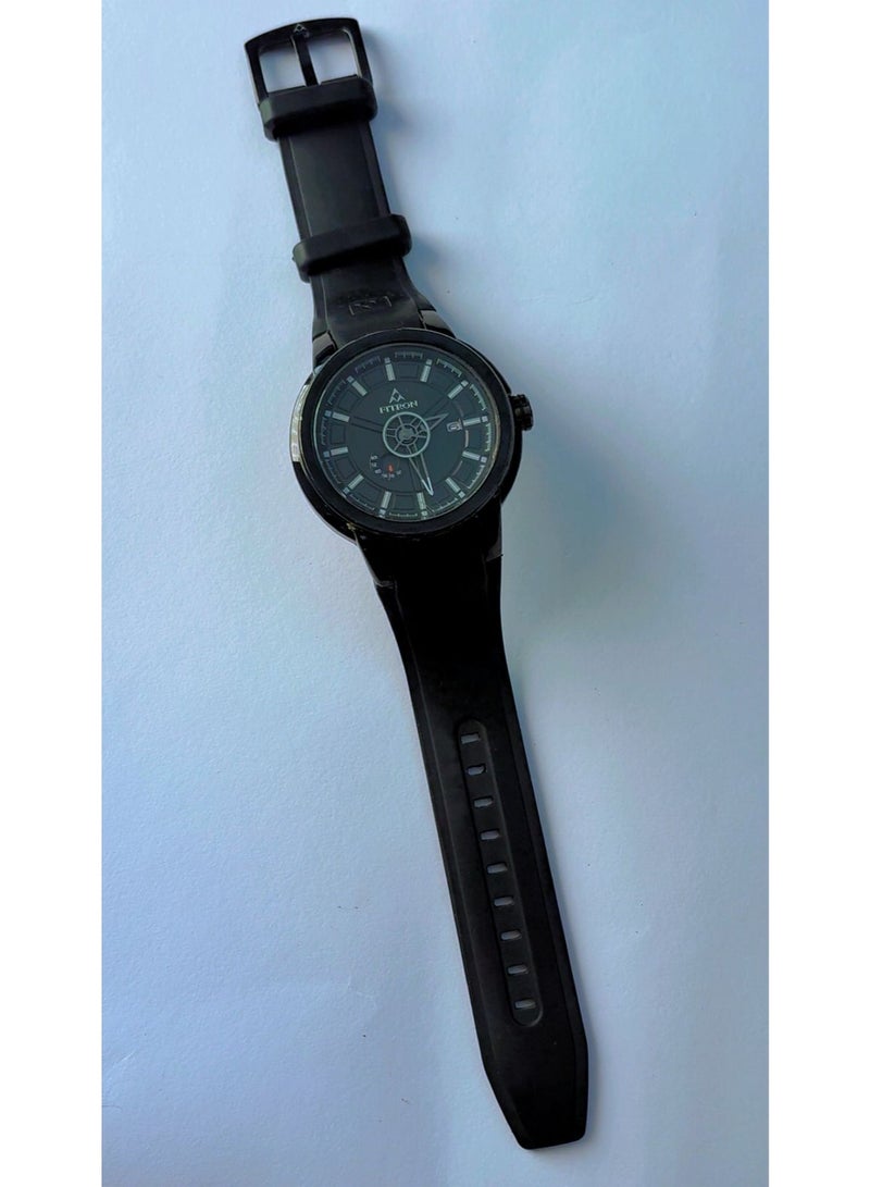 Fitron Professional Unique Design Men's Watch (Model FT-19024M) - 100% Brand New, All-Black Stainless Steel Bezel, Water Resistant 30M, Luminous Hands with Calendar Function & Durable Silicone Sport Band - Image 5