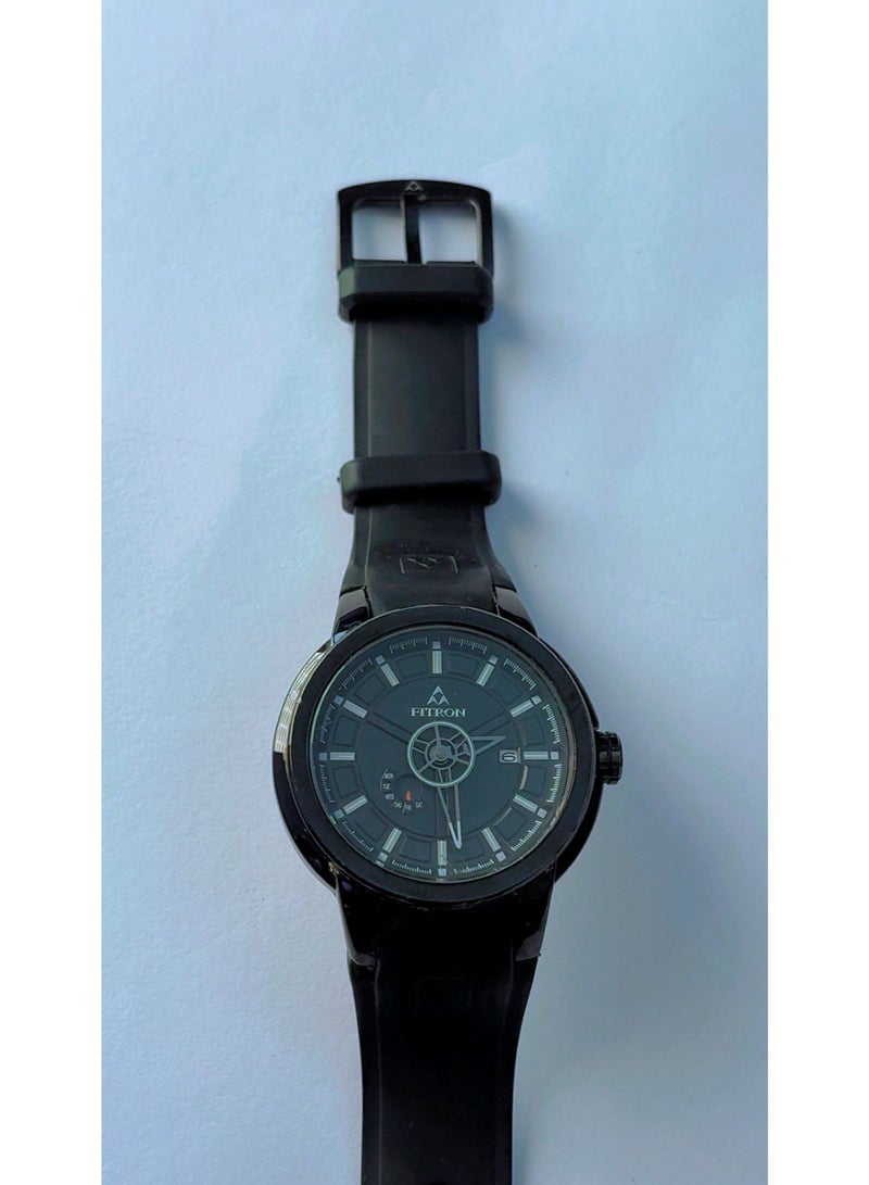 Fitron Professional Unique Design Men's Watch (Model FT-19024M) - 100% Brand New, All-Black Stainless Steel Bezel, Water Resistant 30M, Luminous Hands with Calendar Function & Durable Silicone Sport Band - Image 2