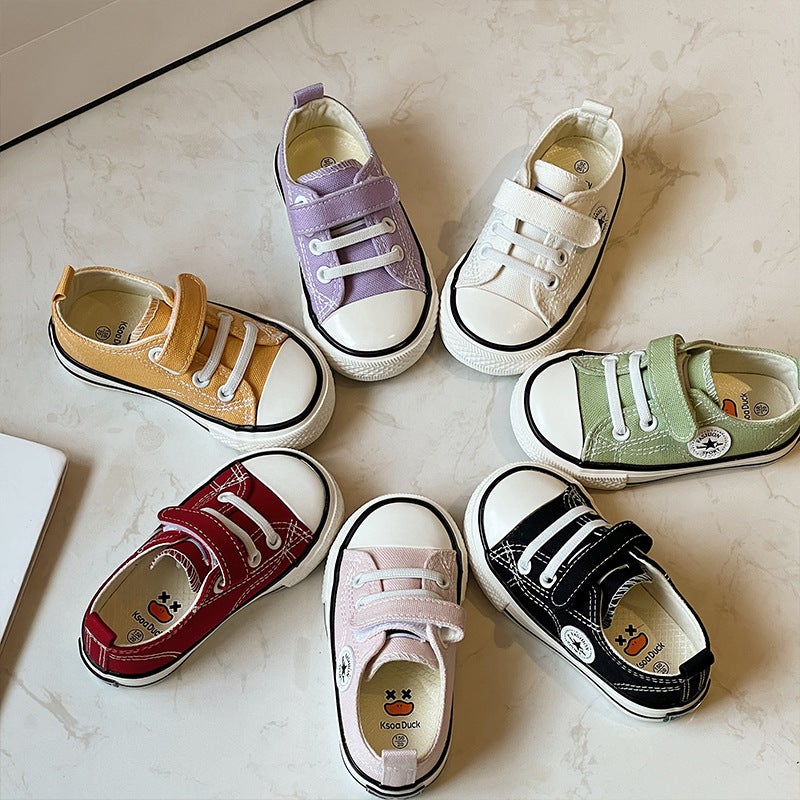 Children's Velcro Canvas Shoes 2025 Autum New Small, Medium and Large Boys and Girls Student Sneakers Soft Bottom Baby Shoes Trbottomy - Image 3