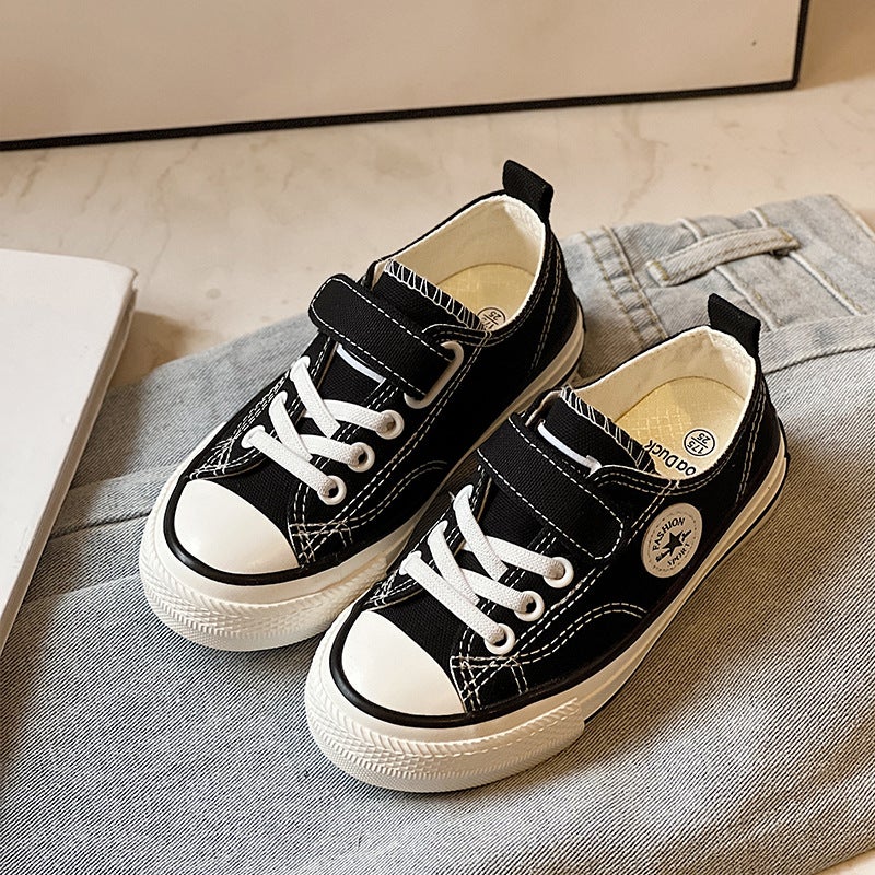 Children's Velcro Canvas Shoes 2025 Autum New Small, Medium and Large Boys and Girls Student Sneakers Soft Bottom Baby Shoes Trbottomy - Image 4