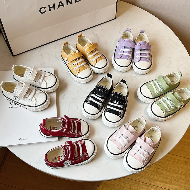 Children's Velcro Canvas Shoes 2025 Autum New Small, Medium and Large Boys and Girls Student Sneakers Soft Bottom Baby Shoes Trbottomy - Image 2
