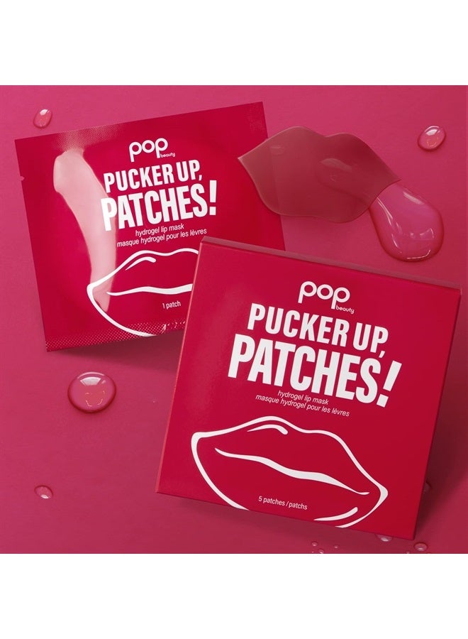 POP Beauty Pucker Up, Patches! | Hydrogel Lip Patches, Hydrating, Softening, Soothing, Hyaluronic Acid, Peptides, Allantoin, Volufiline, Retains Moisture, Firm & Revitalize, Soothes, Volumizes, 5 Patches 