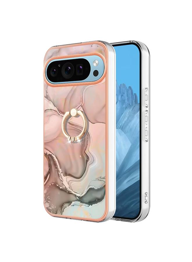 S-TOP Case For Google Pixel 9 / 9 Pro Electroplating Marble Dual-side IMD Phone Case with Ring - Image 1
