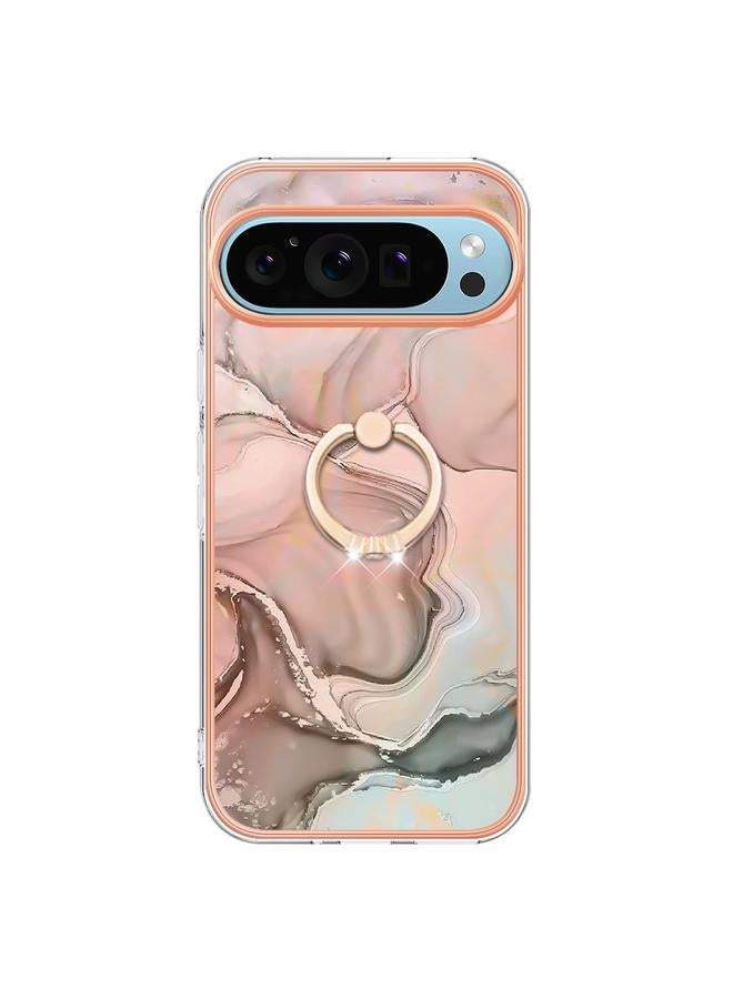 S-TOP Case For Google Pixel 9 / 9 Pro Electroplating Marble Dual-side IMD Phone Case with Ring - Image 2