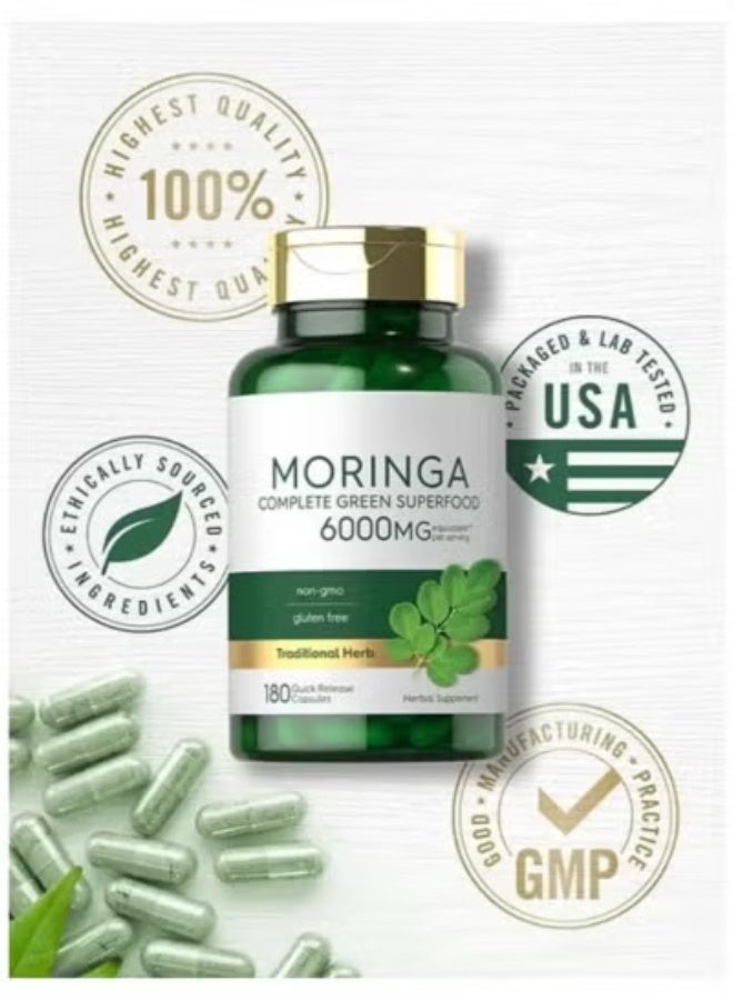 Moringa Oleifera Capsules 6000mg, Pure Leaf Powder Superfood Supplement, 2-Pack 360 Count, Vegan, Non-GMO, Gluten-Free - Image 2