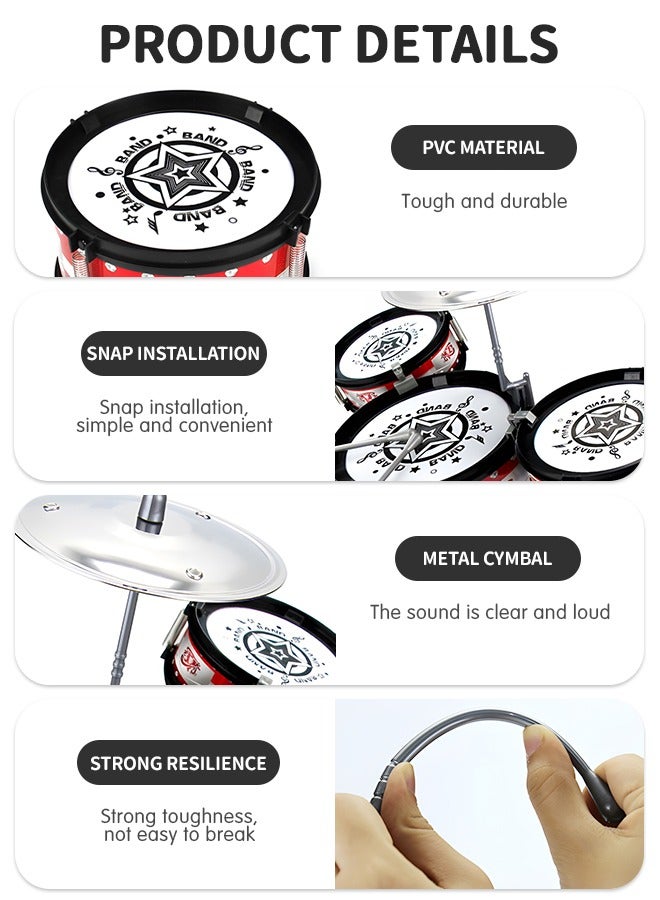 DURKU Kids' Jazz Drum Kit Educational Percussion Musical Instruments Playset - Toddler Toy Set Beats Music - Image 3