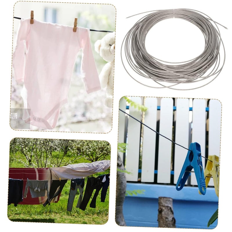 كابل حبل غسيل من الفولاذ المقاوم للصدأ عالي المتانة بقطر 3 مم للحديقة والفناء الخلفي وتعليق اللافتات - Image 5