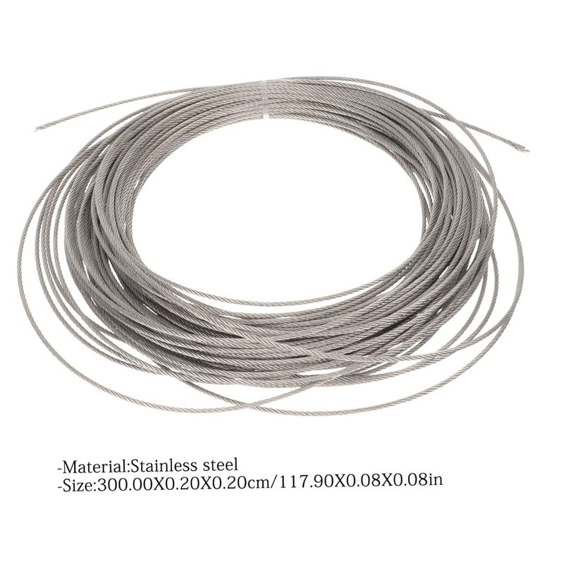 كابل حبل غسيل من الفولاذ المقاوم للصدأ عالي المتانة بقطر 3 مم للحديقة والفناء الخلفي وتعليق اللافتات - Image 3