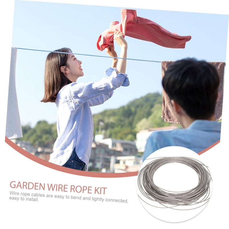 كابل حبل غسيل من الفولاذ المقاوم للصدأ عالي المتانة بقطر 3 مم للحديقة والفناء الخلفي وتعليق اللافتات - Image 4