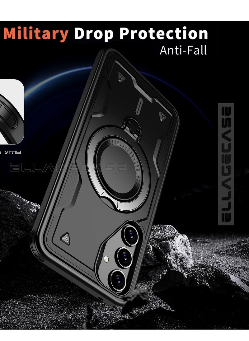 ELLAGECASE Protective Case with Ring for Samsung Galaxy S24 / S25, Rugged Drop Protection, Horizontal and Vertical Stand Capability, Solid Camera Protection, Balanced Support, and Perfect Compatibility with Magnetic Accessories  - Image 3