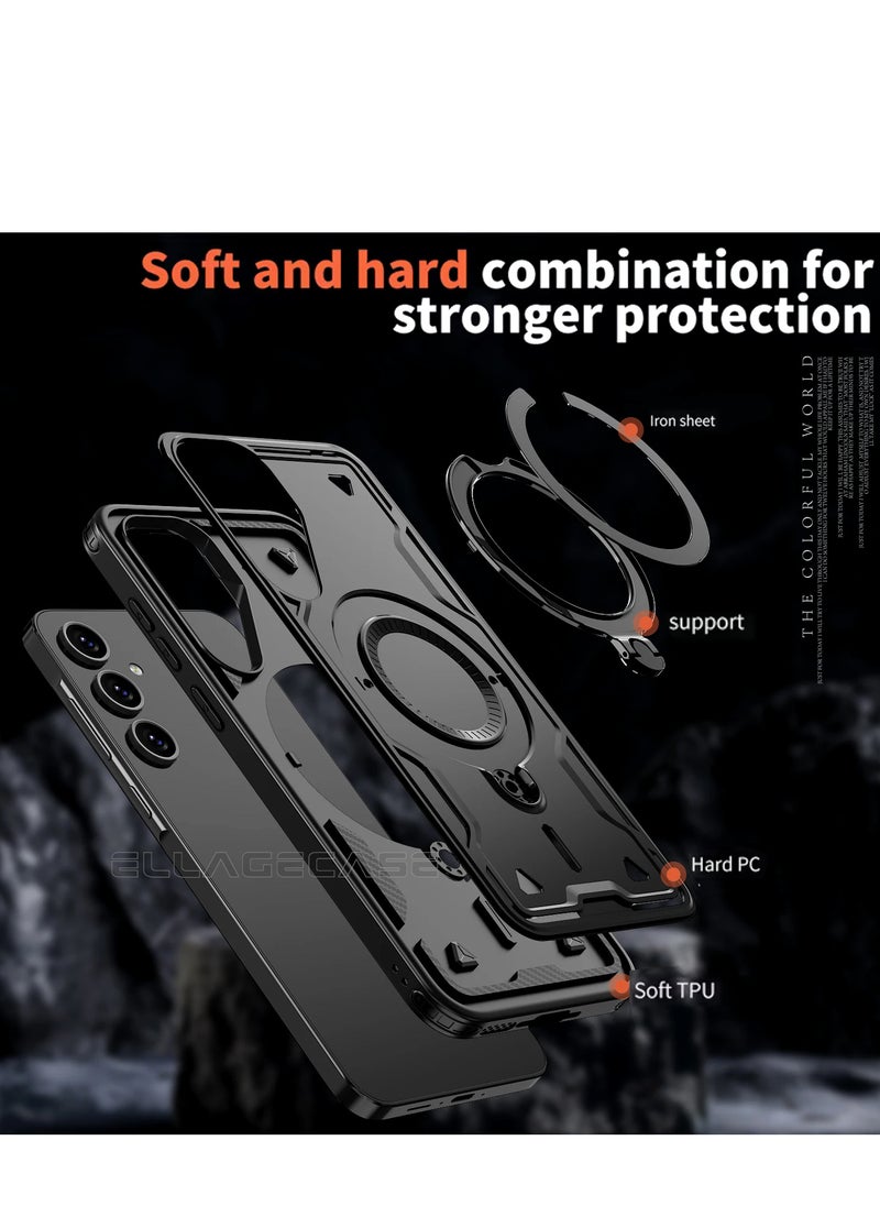 ELLAGECASE - Protective Case with Ring for Samsung Galaxy S24 / S25, Rugged Drop Protection, Horizontal and Vertical Stand Capability, Solid Camera Protection, Balanced Support, and Perfect Compatibility with Magnetic Accessories - Image 1