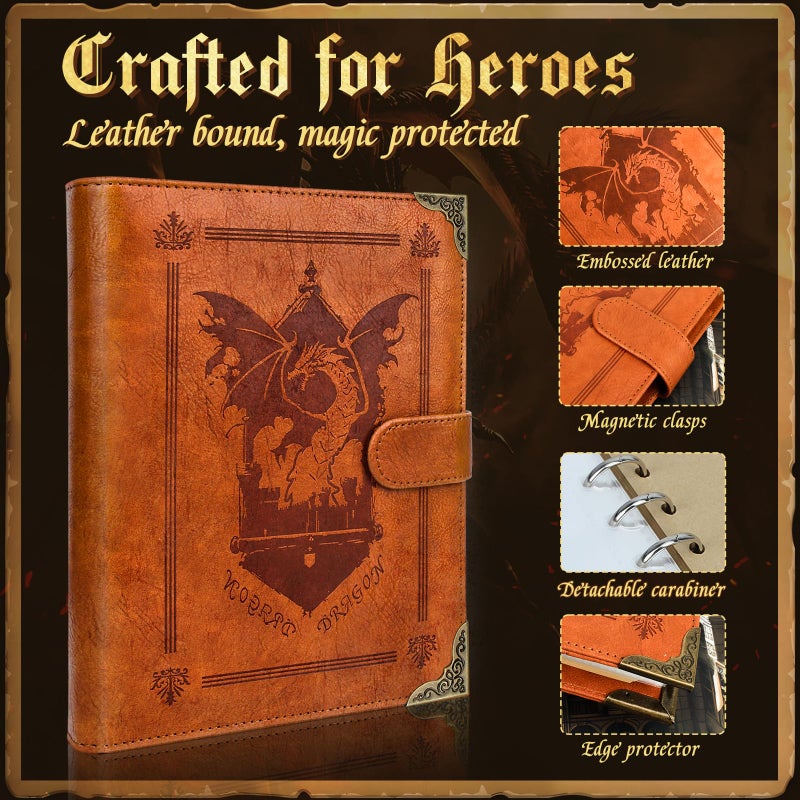 Byhoo DND Spell Cards 5e Leather Spellbook for Dungeons & Dragons notebook with 30 Sleeves for Spell Cards Writable Pages and Magnetic Closure A Must-Have for RPG & Board Games for Every Adventurer - Image 5