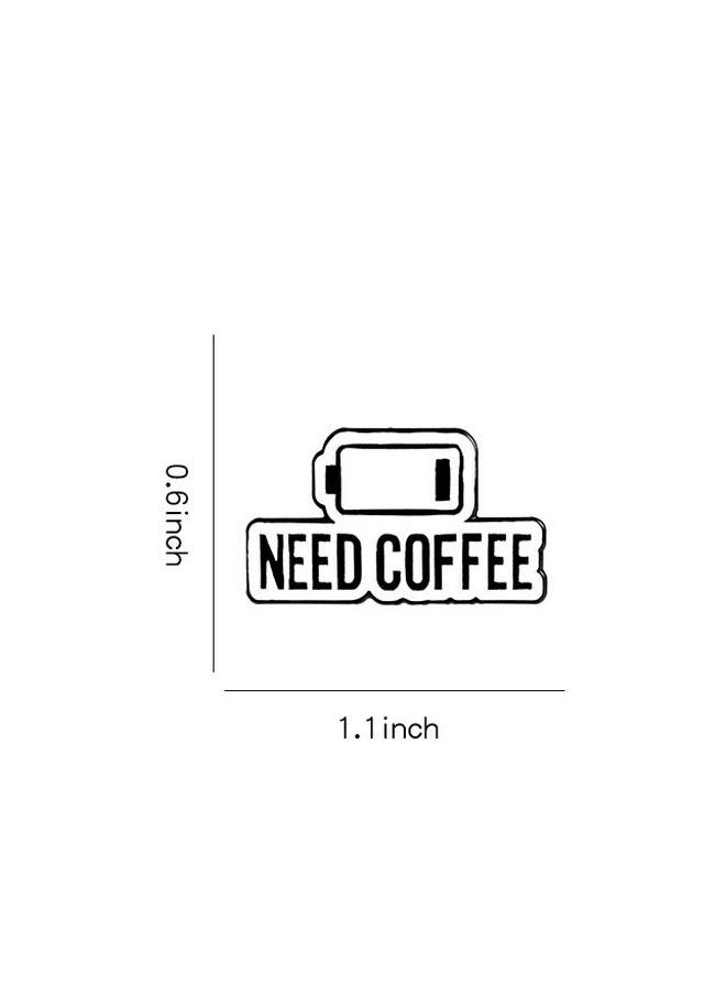 Generic - Distinctive and elegant unisex brooch pin with empty battery design and the phrase need coffee - Image 1