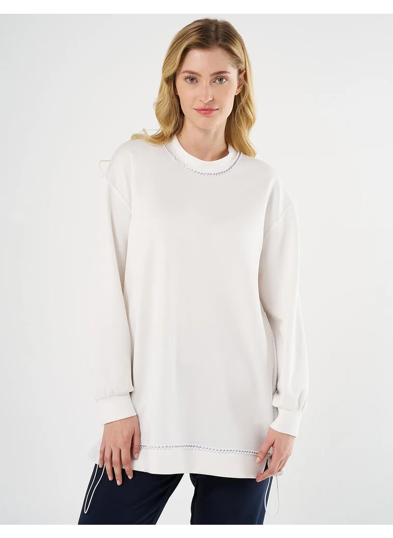 Kayra Textured Scuba Sweatshirt Ecru