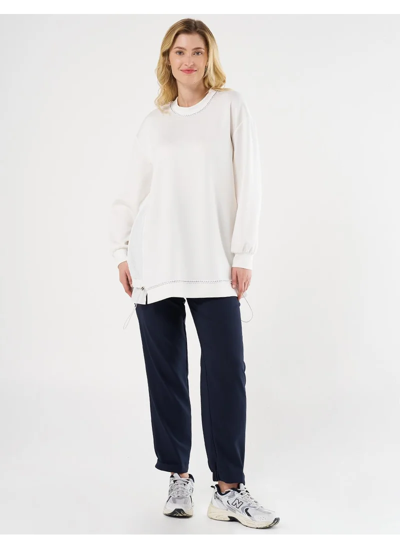 Kayra Textured Scuba Sweatshirt Ecru
