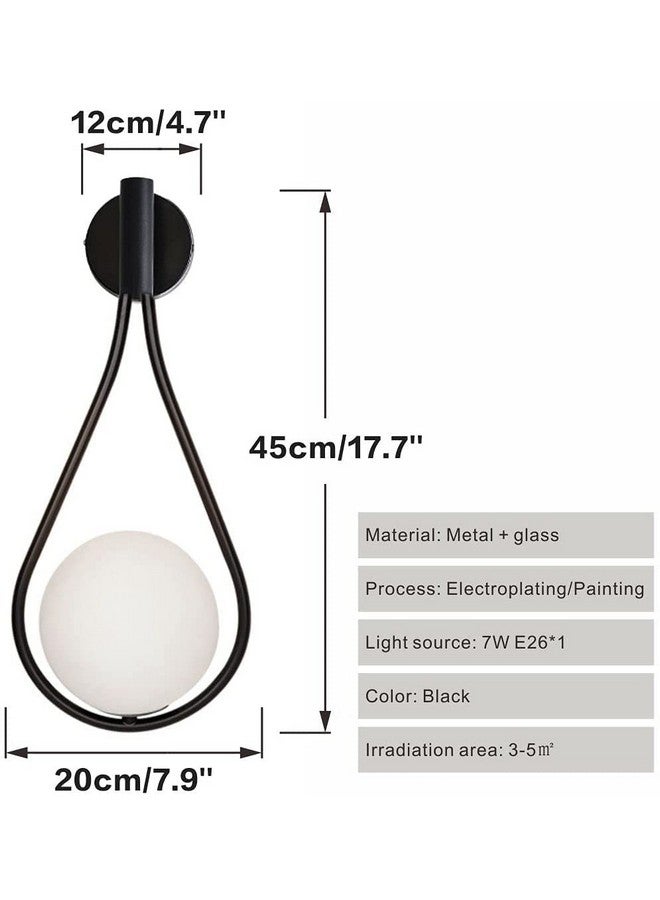 SINOMAN مصباح جداري زجاجي كروي من سينومان بتصميم حديث من القرن معلق على الحائط باللون الأسود (مع 6+6 لمبة، عبوة من 2)  - Image 5