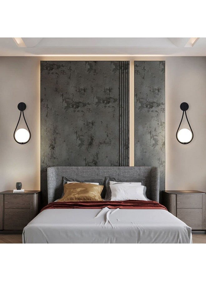 SINOMAN مصباح جداري زجاجي كروي من سينومان بتصميم حديث من القرن معلق على الحائط باللون الأسود (مع 6+6 لمبة، عبوة من 2)  - Image 2