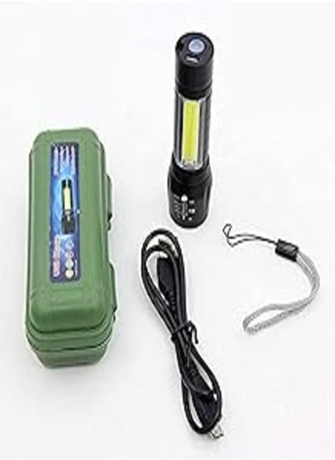 Mini 5X1 Torch Portable USB Rechargeable 100-200 m Flashlight LED & COB Lantern