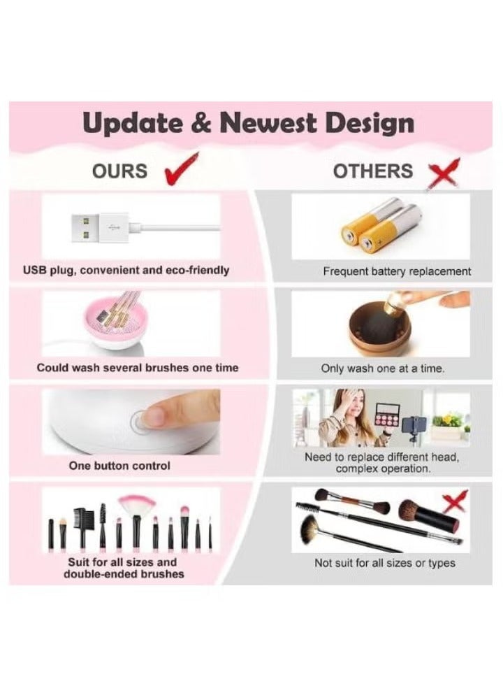 JAJEEK Electric Makeup Brush Cleaner and Dryer Set – USB Powered Automatic Spinner with Quick Drying Technology – Deep Cleansing Tool for All Brush Sizes – Fast, Hygienic Makeup Brush Washer – Easy to Use, Compact & Portable – Pink - Image 3