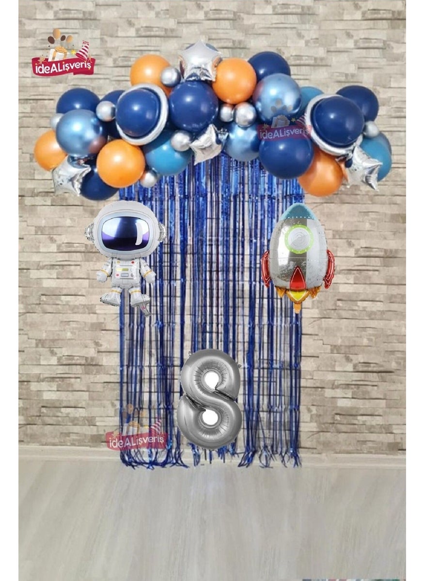 Store Space Concept Birthday Balloon Astroket Balloon Chain Set Space Planet Birthday Party  - Image 1